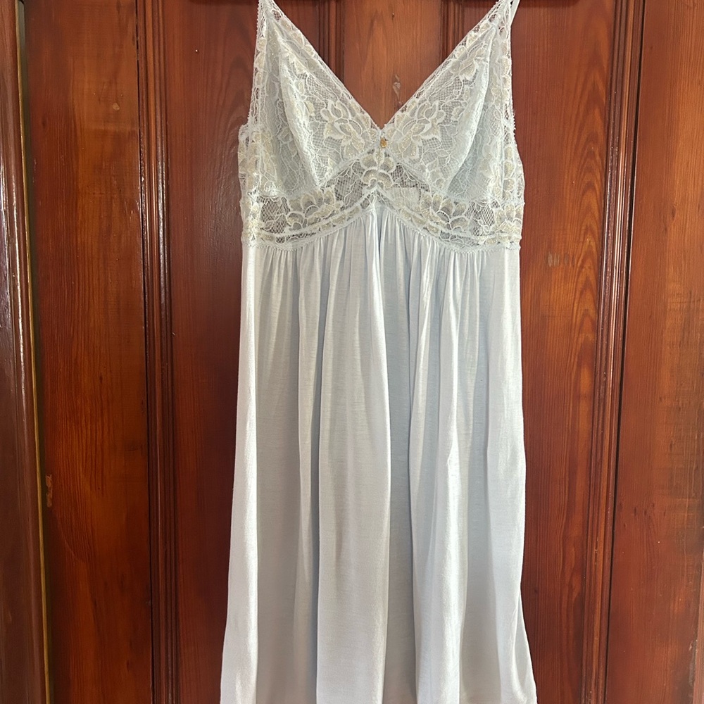 Eberjey Lace Trim Women's Chemise Nightdress in Light Blue